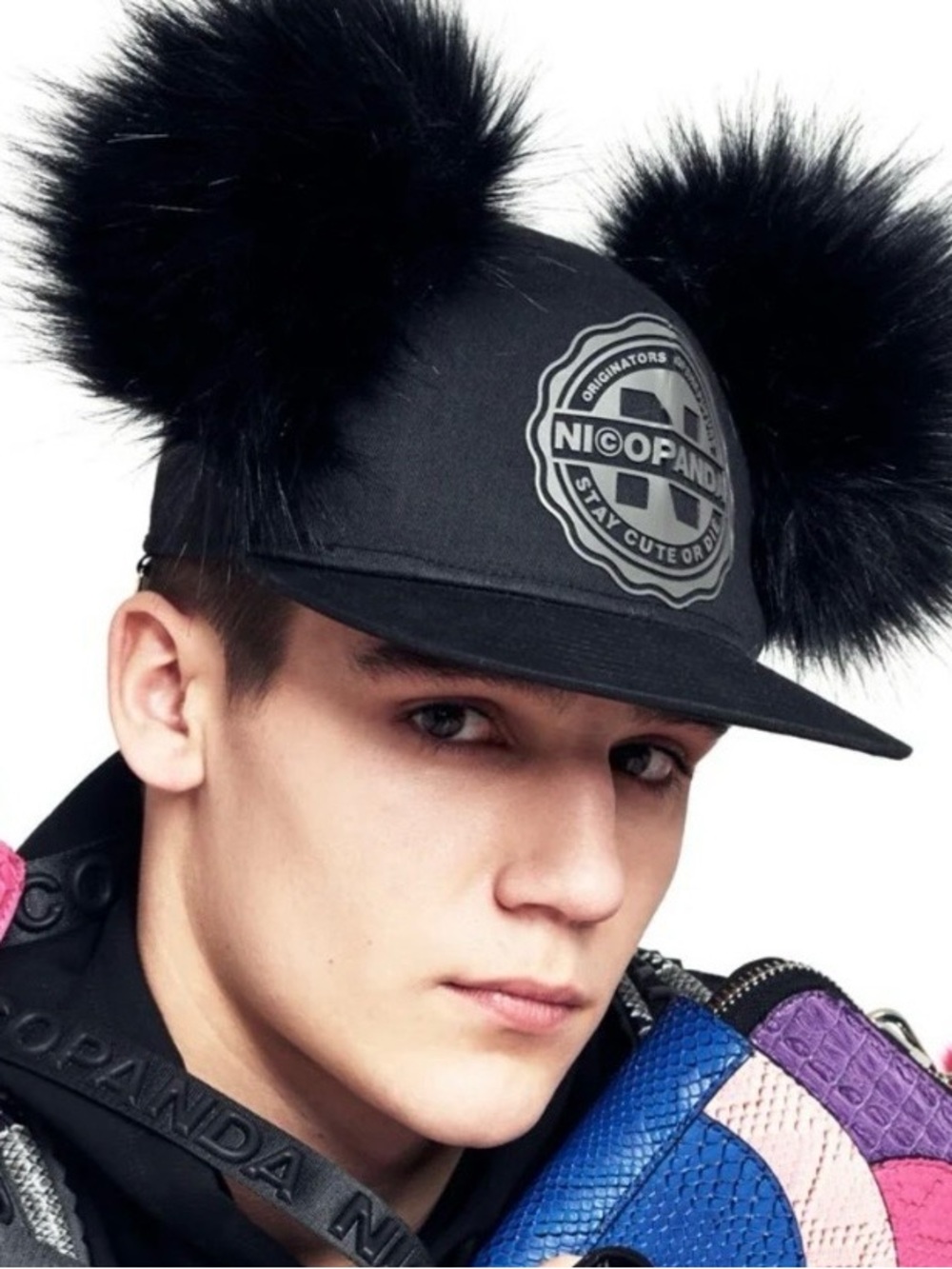 NWT NicoPanda Rare Black Ear Puff Hat Cap Size S
